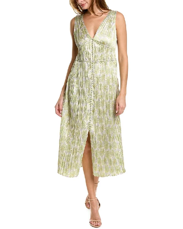 Midnight Madness Rebecca Taylor Mini Astera Fleur Button Front Midi Dress