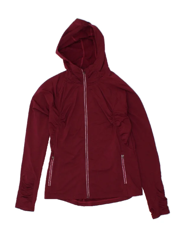 Final Markdown ATHLETA Womens Zip Hoodie Sweater UK 12 Medium Maroon Polyester