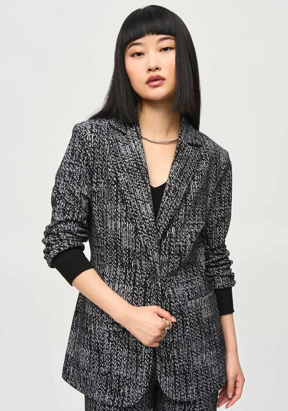Online Only Joseph Ribkoff Rib Cuff Printed Blazer, Black