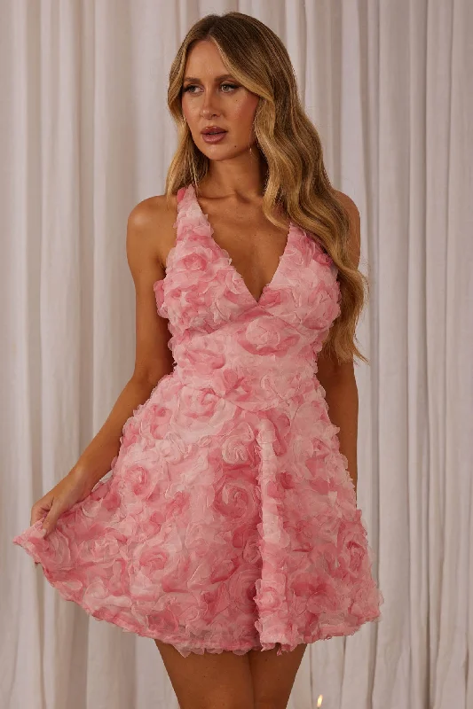 One-DAY Sale Lavalle Criss-Cross Embellished Mini Dress Pink