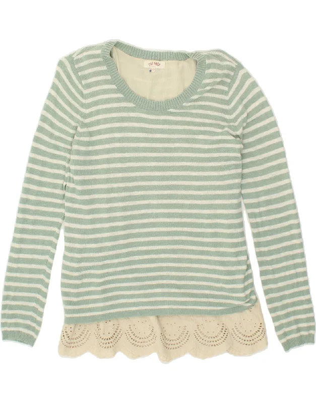 Price Blitz FAT FACE Womens Boat Neck Jumper Sweater UK 14 Medium  Green Striped