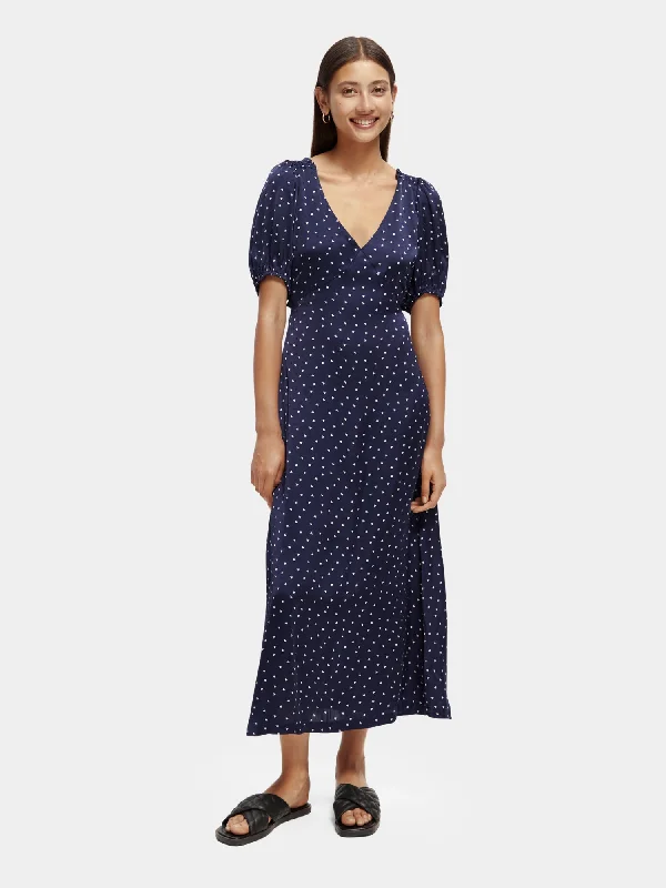 Closeout Sale V-neck open back maxi dress