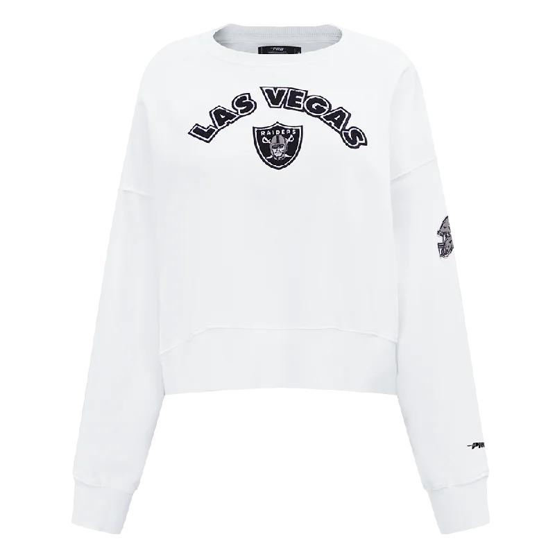 New Deals NFL LAS VEGAS RAIDERS CLASSIC WOMEN'S CREWNECK (WHITE)