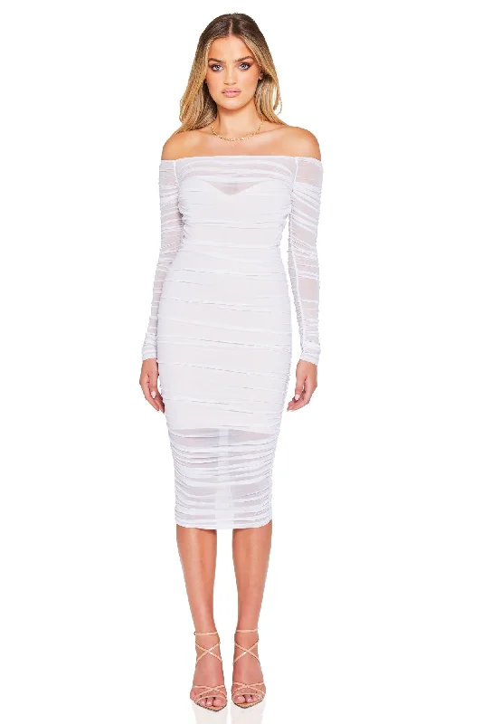 Exclusive Offers Nookie Zen Long Sleeve Midi Dress - White