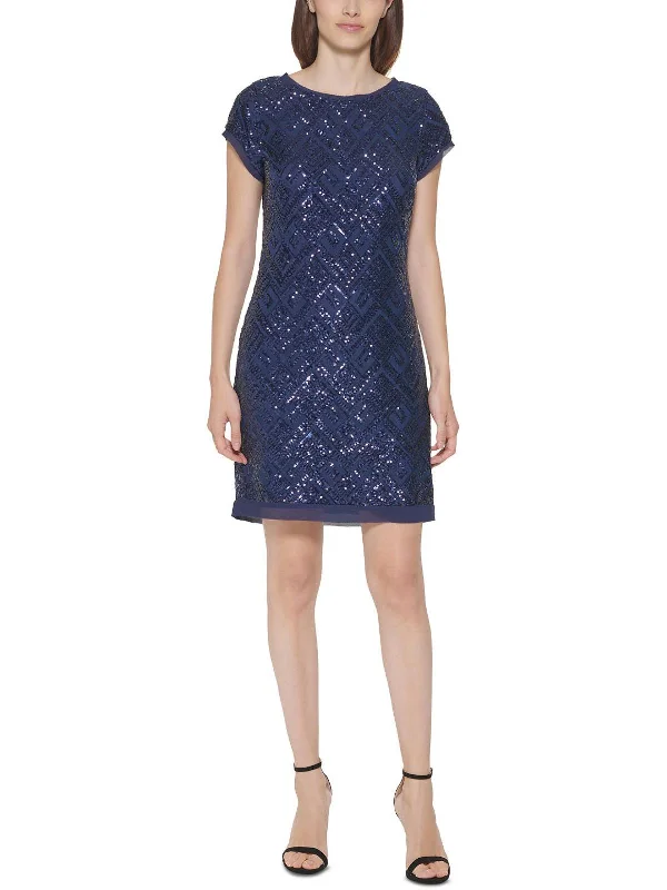 Exclusive Deal Womens Sequined Short Shift Dress