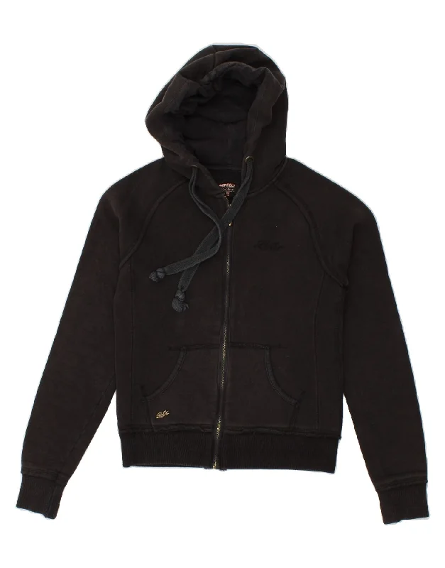 Limited Time Offer LOTTO Womens Zip Hoodie Sweater UK 12 Medium Black Cotton