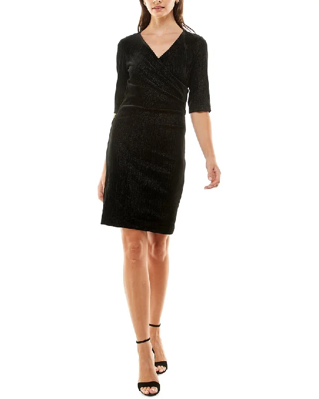 Exclusive Online Offer Nicole Miller Elbow Sleeve Foil Printed Velvet Mini Dress