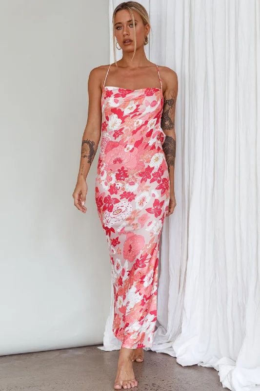 New Arrival You're My Sunshine Tie-Up Back Midi Dress Pink