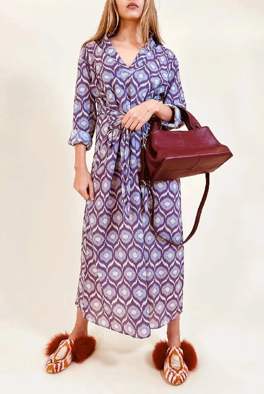 Deal Explosion Monia Ikat Shirt Dress in Plum