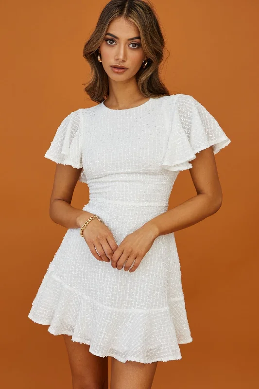 Act Fast Isabelle Angel Sleeve Empire Dress White