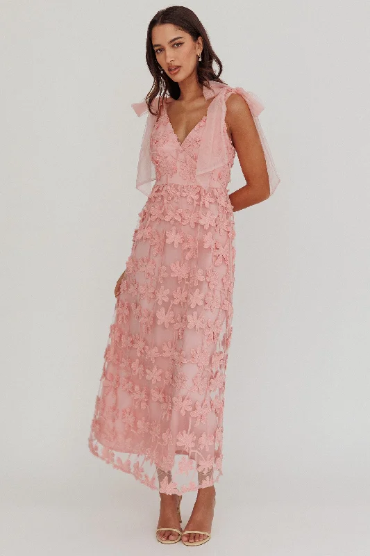 Buy More, Save More Mykonos Morning Tied Shoulder Tree Maxi Dress Blush