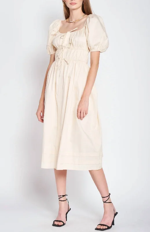 Time-Limited Offer Sveta Midi Dress in Natural