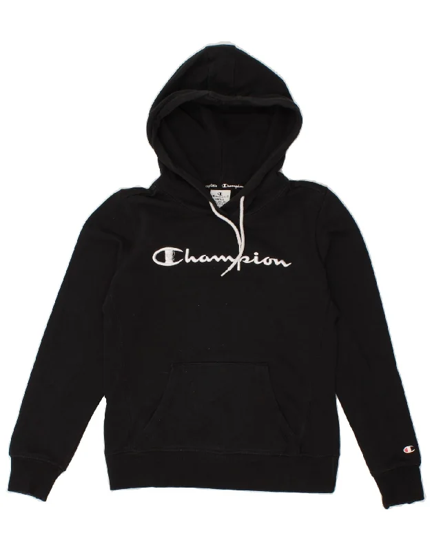 Exclusive Deal CHAMPION Womens Graphic Hoodie Jumper UK 10 Small Black Cotton