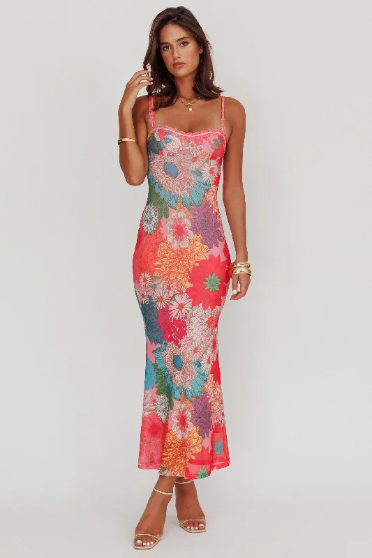 Quick Sale Girl Power Lace Strap Maxi Dress Pink