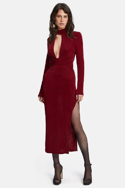 Lowest Price Ellis Knit Maxi Dress - Burgundy