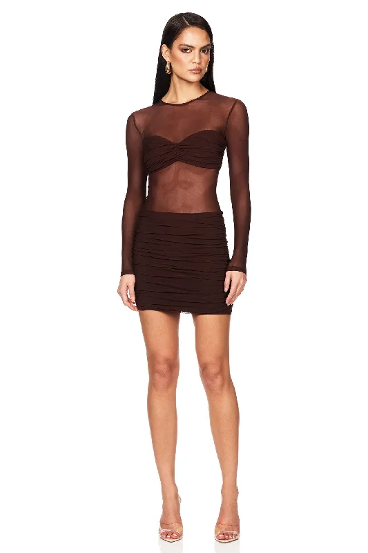 Major Savings Nookie Eclipse Mini Dress - Cocoa