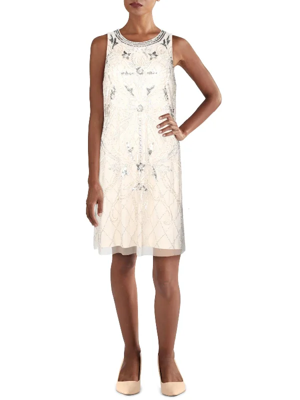 Last Chance Womens Sequined Embellished Cocktail Dress