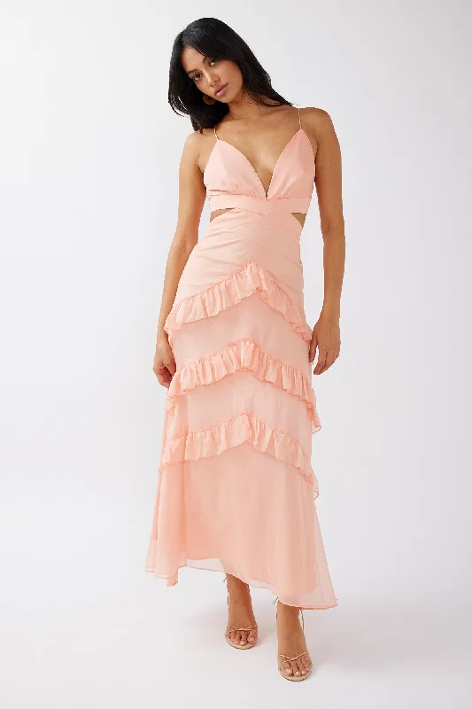 Deal Dash Joss Ruffle Trim Cut-Out Dress Rose