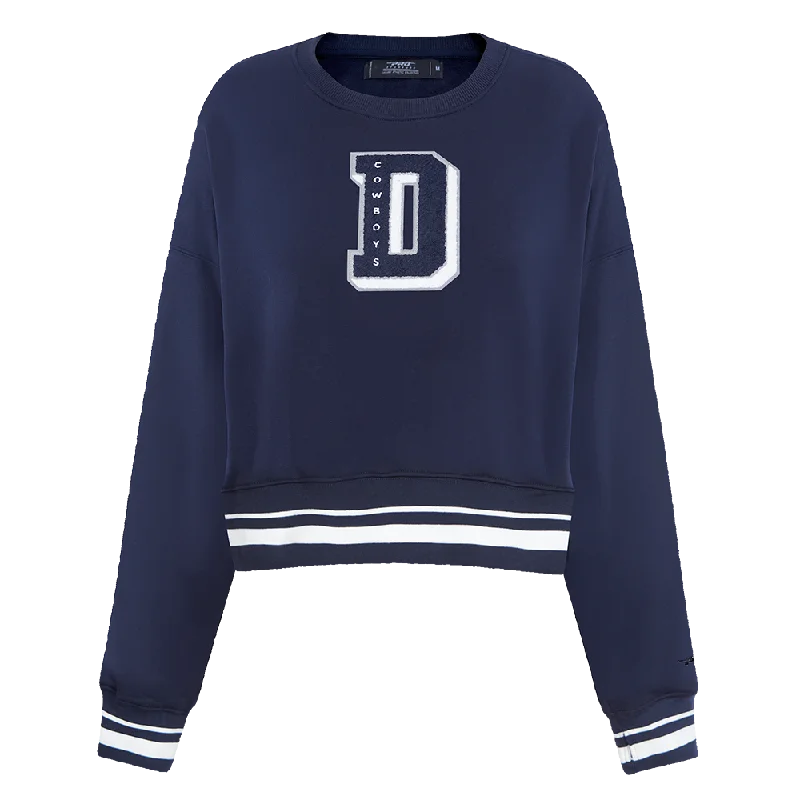 Early Access NFL DALLAS COWBOYS MASHUP WOMEN'S RIB CREWNECK (MIDNIGHT NAVY)