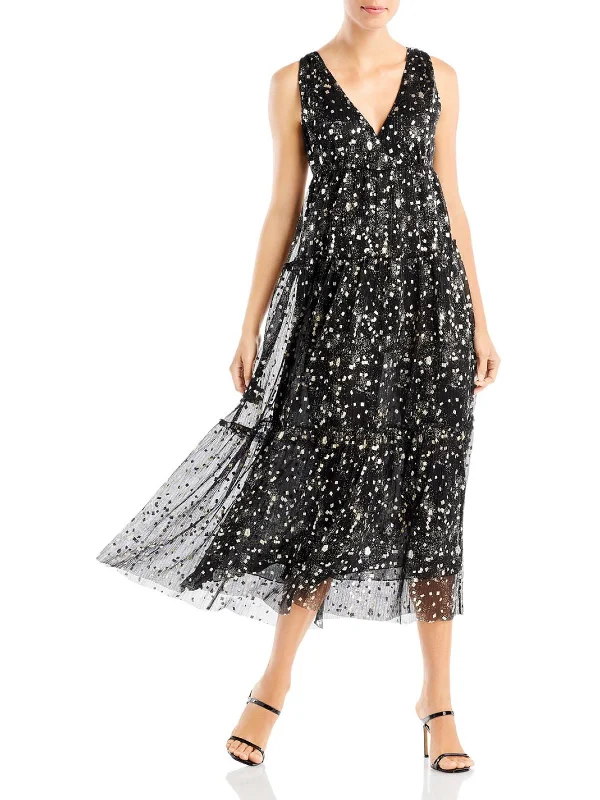 Today Only Stevie Womens Metallic Long Maxi Dress