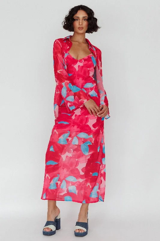 Weekend Deal Stasi Cami Strap Midi Dress Floral Pink