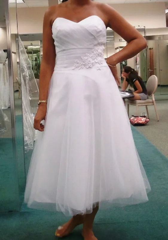 New Markdowns David's Bridal Galina Tea-Length Strapless Tulle Gown with Floral