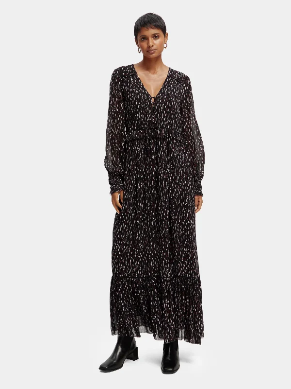 Price Reduction Long sleeved tiered v-neck maxi dress