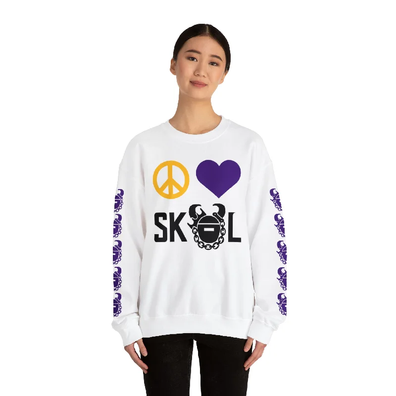 Lowest Price Unisex Heavy Blend™ Crewneck - Peace & Love + Game Day Helmet (Sleeves)