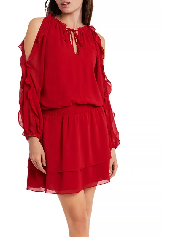 Deal Zone Womens Cold Shoulder Short Mini Dress