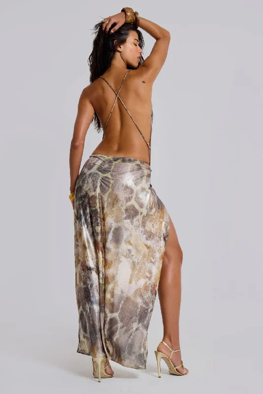 Discount Mania Sedona Metallic Leopard Maxi Dress
