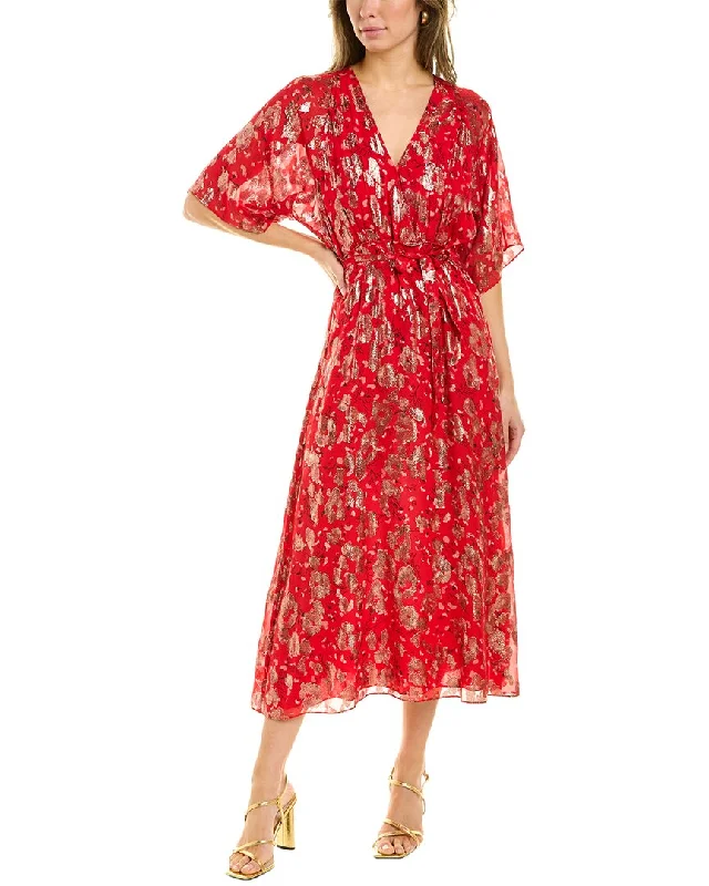 Deal Explosion ba&sh Metallic Silk-Blend Midi Dress