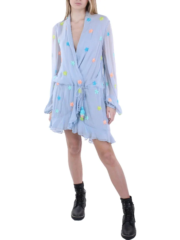 Must-Have Deals Georgette Womens Boho Short Tunic Dress