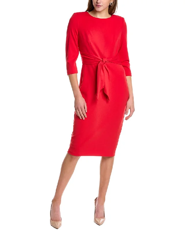 Price Slash Adrianna Papell Crepe Tie Waist Sheath Dress