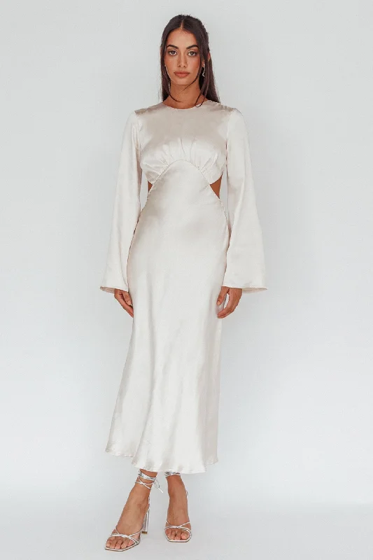 Sale Event Doting Bell Sleeve Cut-Out Midi Dress Champagne