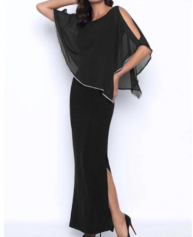 Shop and Save Cape Gown in Black