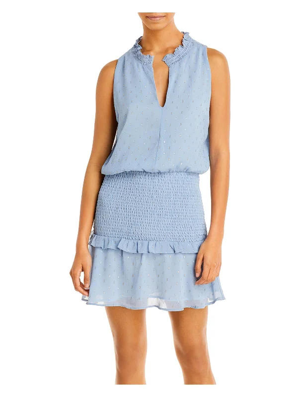 Bargain Prices Womens V Neck Smocked Mini Dress