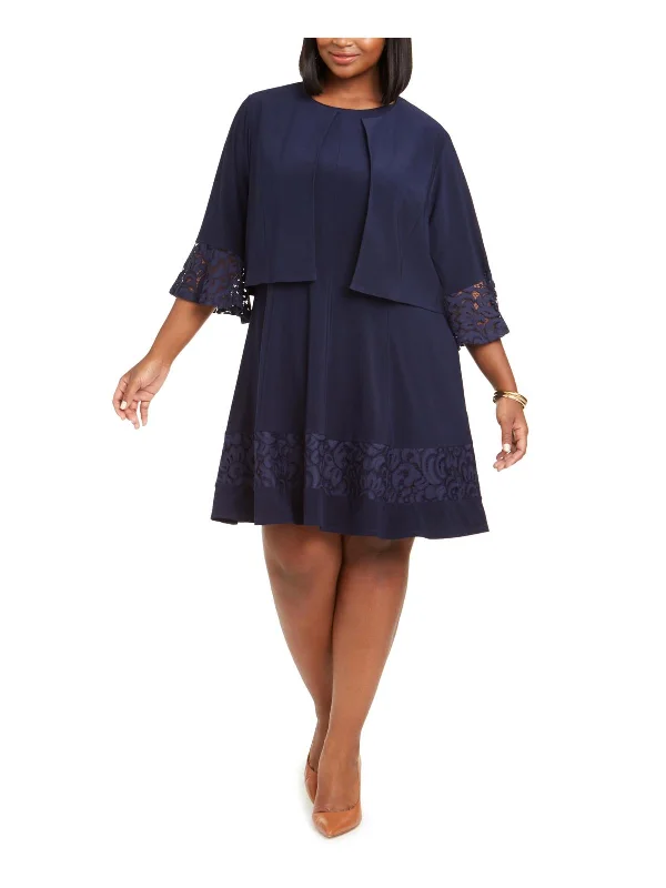 Instant Discount Plus Womens Lace Trim 2PC Cocktail and Party Dress