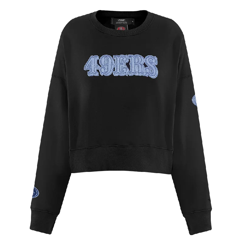 Discount Extravaganza NFL SAN FRANCISCO 49ERS VARSITY BLUES WOMEN'S CREWNECK (BLACK)