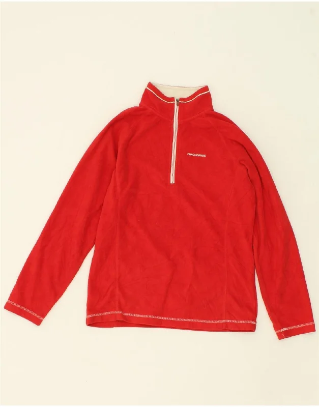 Blowout Deals CRAGHOPPERS Womens Zip Neck Fleece Jumper UK 10 Small Red Polyester