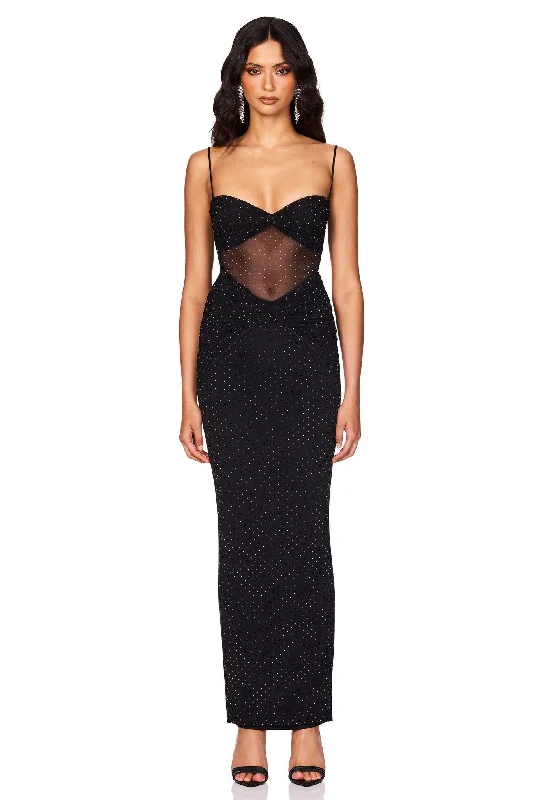 Unbeatable Prices Nookie Crystal Mesh Maxi Dress - Black
