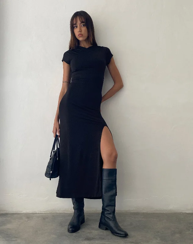 Lowest Prices Dixie Hooded Maxi Dress in Slinky Black