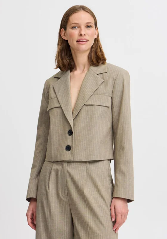 Last Chance b.young Elottee Cropped Blazer, Taupe