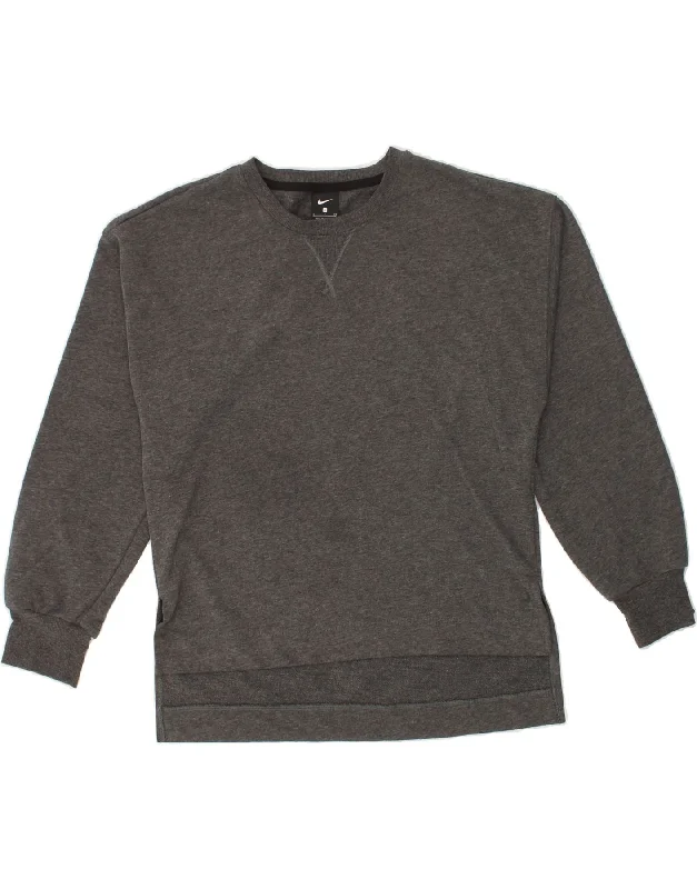 Weekend Deal NIKE Womens Oversized Sweatshirt Jumper UK 10 Small Grey Polyester