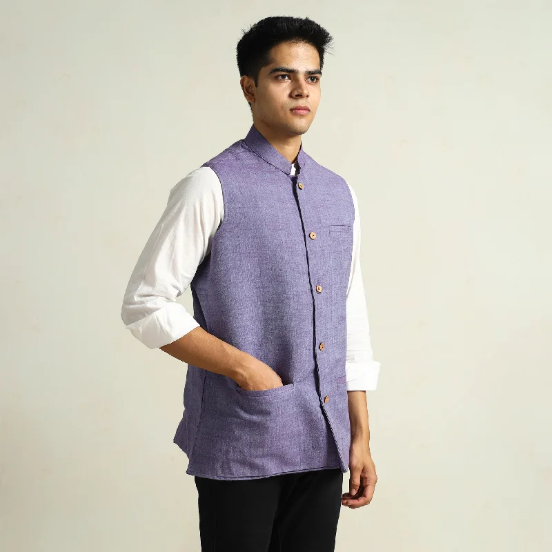 Can't Miss Purple - Pure Cotton Handloom Men Nehru Jacket 01