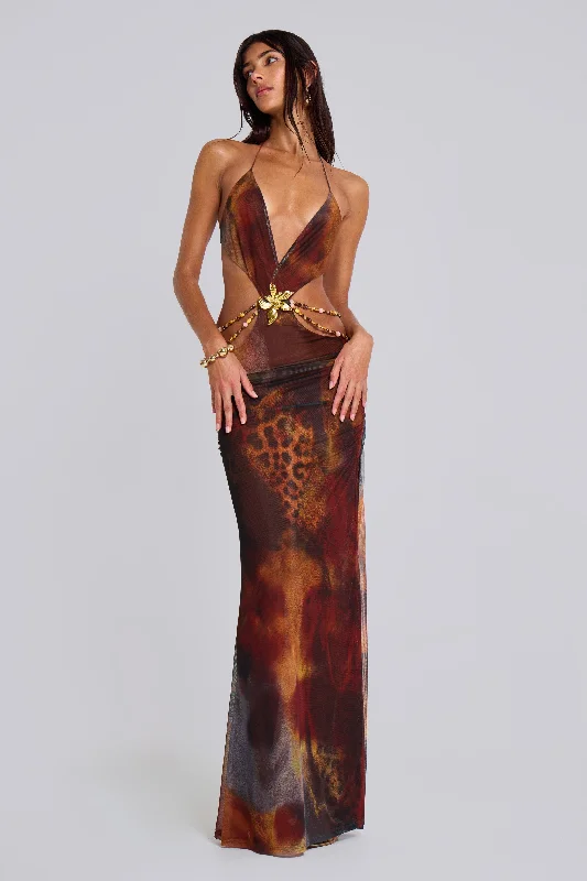 Savings Bonanza Vida Backless Maxi Dress in Whiskey