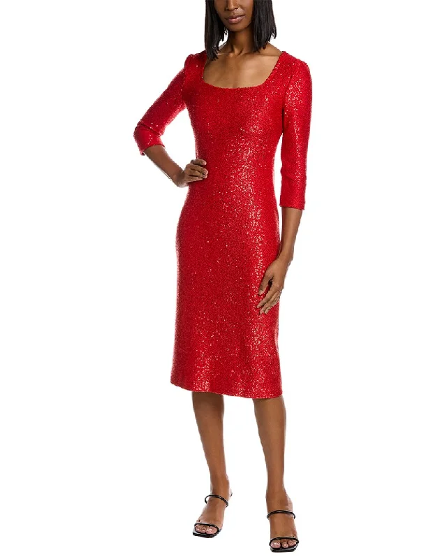 Exclusive Preview St. John Sequined Wool-Blend Evening Dress