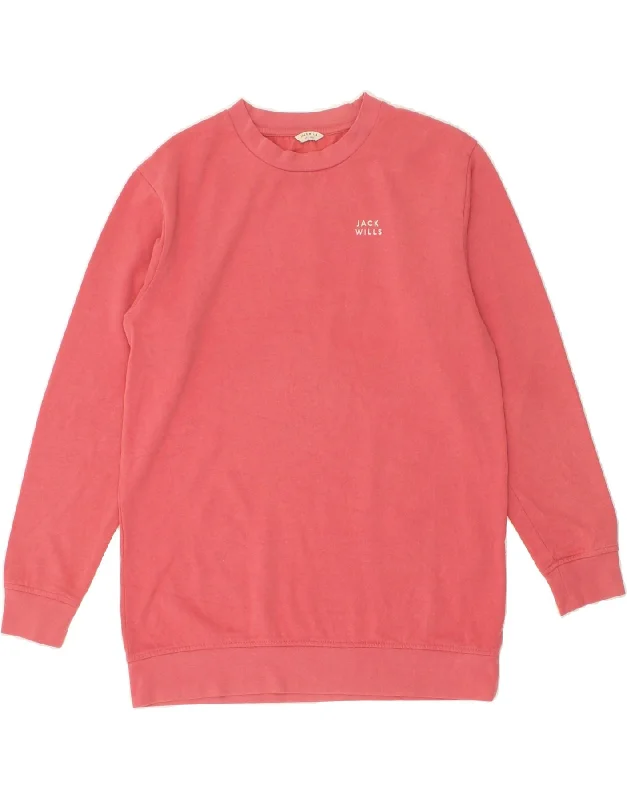 Loyalty Reward JACK WILLS Womens Oversized Sweatshirt Jumper UK 10  Small Pink Cotton