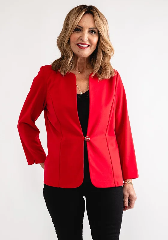 Deal Zone Leon Collection Single Buttoned Short Jacket, Red