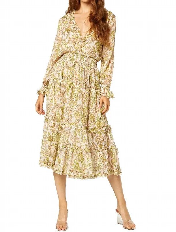 Online Only Nora Dress in Green Goddess