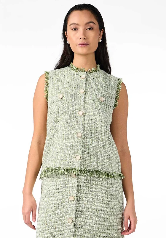 YEAR-End Sale Y.A.S Asara Tweed Sleeveless Jacket, Sage